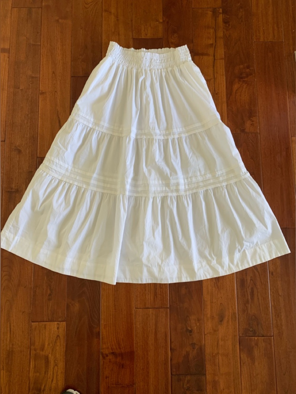 Philosophy Maxi skirt Size L White Tiered Pockets Pintuck Western BOHO Romantic